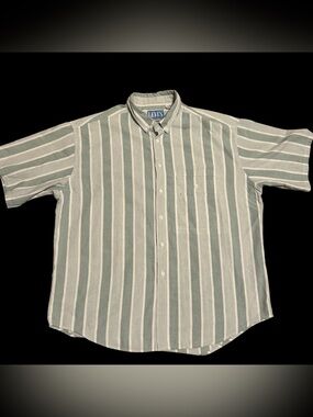 Vintage Levi’s SilverTab 501 Bluegreen Striped Button-Up Polo Shirt Size : XL